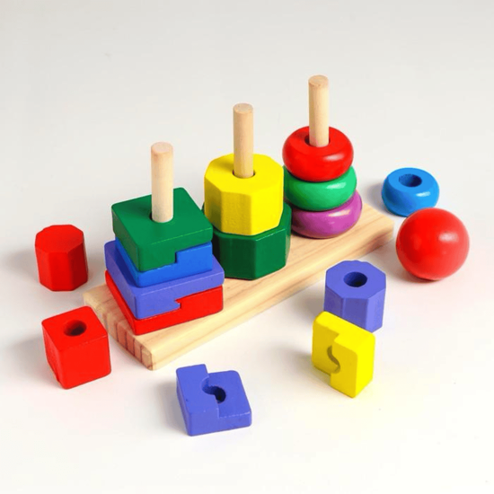 Picture of My One Bell Bell 3-Piece Geometric Shapes Game for Kids - Multicolor, Multi Material