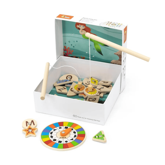 Toy. Wooden magnetic fishing game