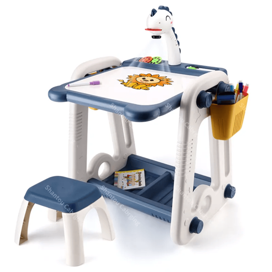 Picture of multifunctional 3 in 1 art easel children projection drawing board drafting drawing table and chair for kids